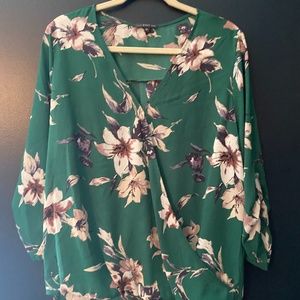 Floral faux wrap blouse